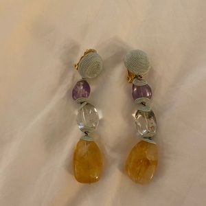 Rebecca de Ravenel long gem earrings with box